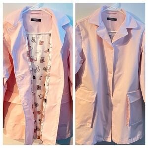 Karen Kane Raincoat Pink Buttons Collar Pockets Pretty Lining Cotton Blend Sz M